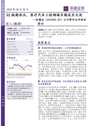 公司事件点评报告:Q2短期承压,医疗汽车工控领域长期成长无忧