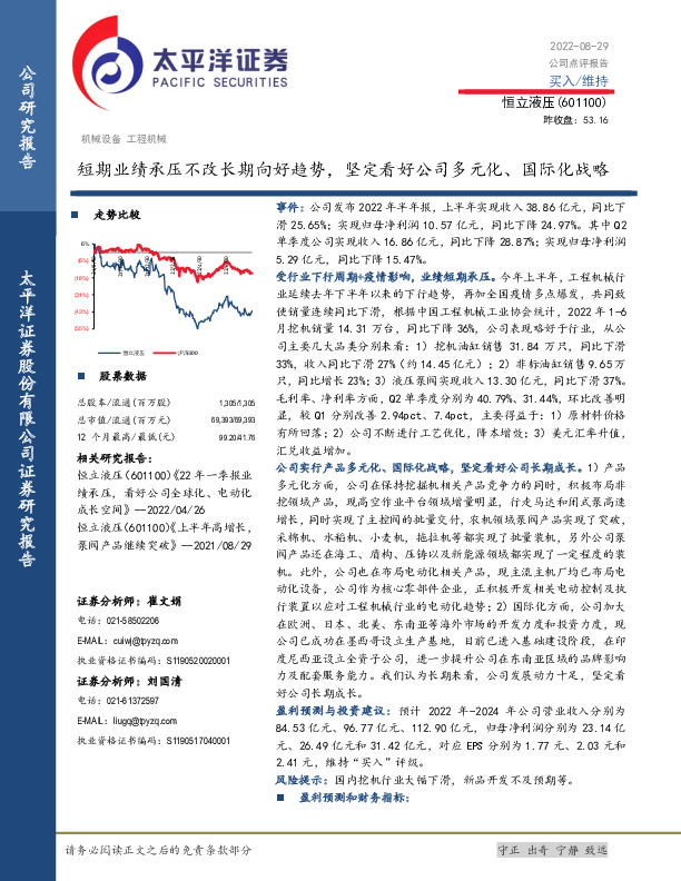 短期业绩承压不改长期向好趋势，坚定看好公司多元化、国际化战略
