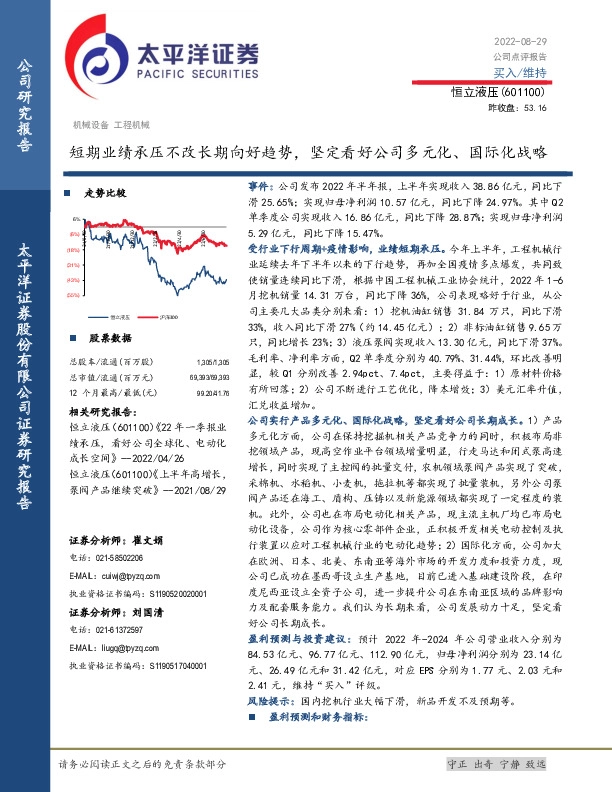 短期业绩承压不改长期向好趋势，坚定看好公司多元化、国际化战略