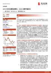 跟踪报告之五：22H1扣非业绩快速增长，22Q3业绩平稳成长