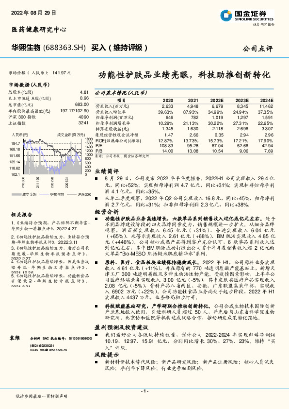 功能性护肤品业绩亮眼，科技助推创新转化