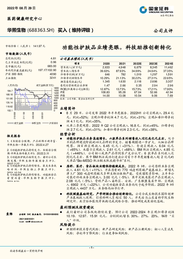 功能性护肤品业绩亮眼，科技助推创新转化