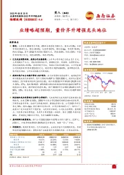 业绩略超预期,量价齐升增强龙头地位