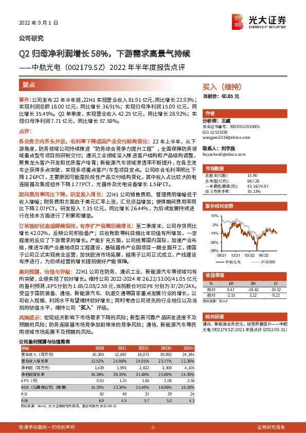 2022年半年度报告点评：Q2归母净利润增长58%，下游需求高景气持续