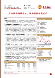 产品结构持续升级，激励到位动能充足