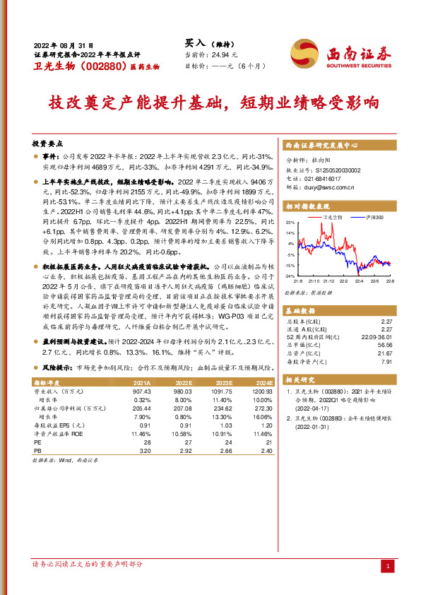 技改奠定产能提升基础，短期业绩略受影响
