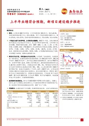 上半年业绩符合预期,新项目建设稳步推进