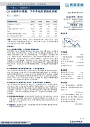 Q2业绩符合预期，下半年起有望触底回暖