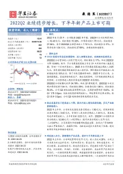 2022Q2业绩稳步增长,下半年新产品上市可期