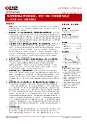 怡亚通2022H1业绩点评报告：受疫情影响业绩短期承压，看好22H2利润端弹性机会