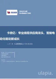 公司深度报告：卡倍亿：专业线缆供应商龙头，智能电动化驱动新成长