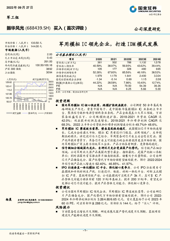 军用模拟IC领先企业，打造IDM模式发展