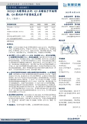 2022Q3业绩预告点评:Q3业绩低于市场预期,Q4盈利水平有望恢复正常