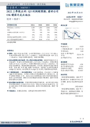 2022三季报点评：Q3利润超预期，看好公司OK镜国内龙头地位