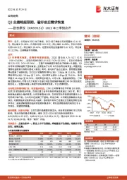 2022年三季报点评：Q3业绩略超预期，看好疫后需求恢复