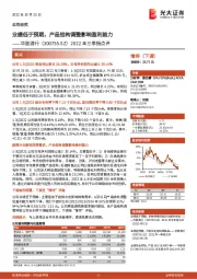 2022年三季报点评：业绩低于预期，产品结构调整影响盈利能力