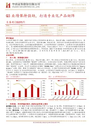 Q3业绩保持强劲，打造专业化产品矩阵