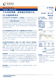 产品结构调整、持续建设营销队伍，Q3业绩短期承压