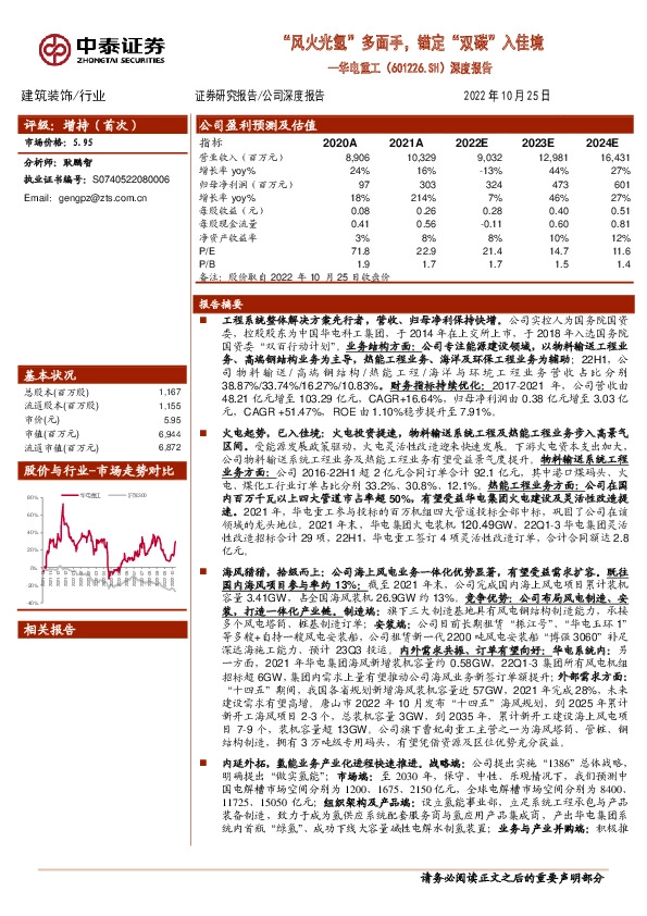 深度报告：“风火光氢”多面手，锚定“双碳”入佳境