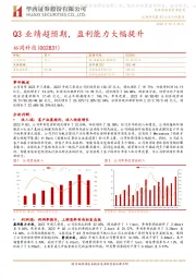 Q3业绩超预期，盈利能力大幅提升