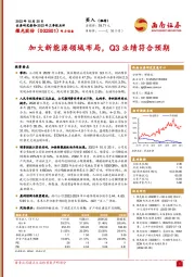 加大新能源领域布局，Q3业绩符合预期