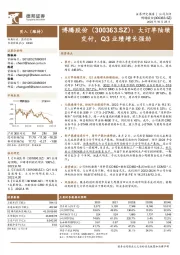 大订单陆续交付，Q3业绩增长强劲