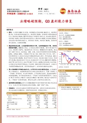 业绩略超预期，Q3盈利能力修复