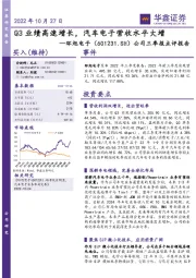 公司三季报点评报告:Q3业绩高速增长,汽车电子营收水平大增