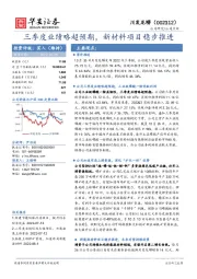 三季度业绩略超预期，新材料项目稳步推进