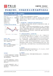 营收稳步增长,利润端受需求及费用拖累阶段承压