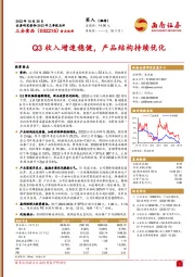 Q3收入增速稳健,产品结构持续优化