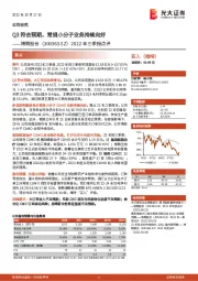 2022年三季报点评：Q3符合预期，常规小分子业务持续向好