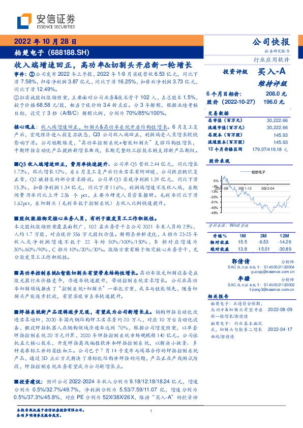 收入端增速回正，高功率&切割头开启新一轮增长