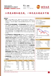 三季度业绩加速兑现,一体化龙头高成长可期