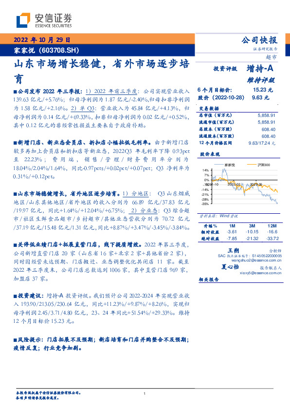 山东市场增长稳健，省外市场逐步培育