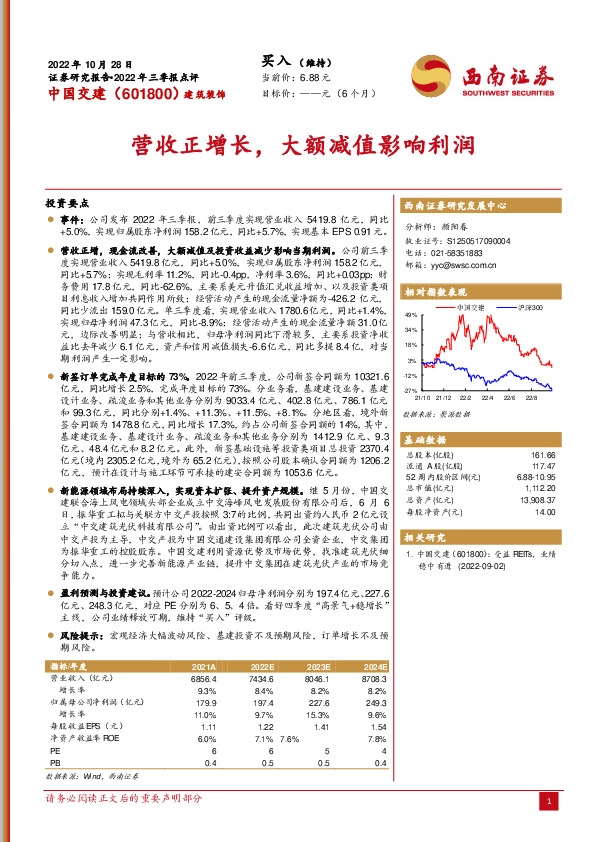 营收正增长，大额减值影响利润