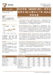 锌价走弱带动Q3业绩环比下降，高纯材料新进展