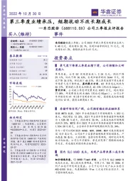 公司三季报点评报告:第三季度业绩承压,短期扰动不改长期成长
