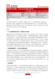 2022年三季报点评:业绩符合预期,水风光协同稳步推进