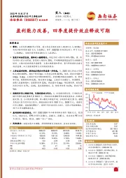 盈利能力改善,四季度提价效应释放可期