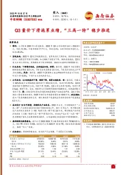 Q3量价下滑拖累业绩,“三高一特”稳步推进