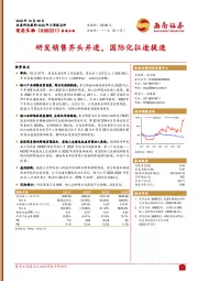 研发销售齐头并进，国际化征途提速