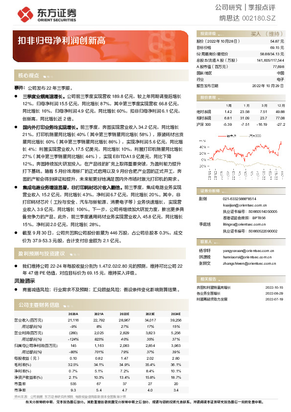 扣非归母净利润创新高