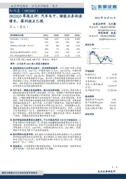 2022Q3季报点评：汽车电子、储能业务快速增长，盈利拐点已现