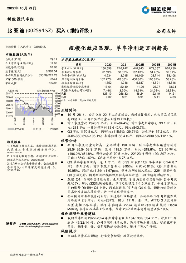 规模化效应显现，单车净利近万创新高
