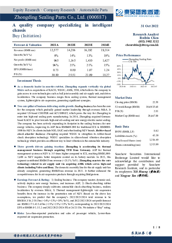 智能底盘领域优质标的