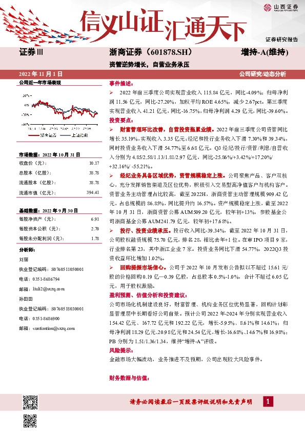 资管逆势增长，自营业务承压