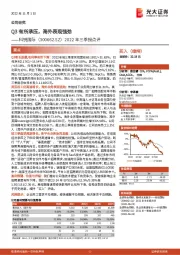 2022年三季报点评：Q3有所承压，海外表现强劲