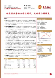 新能源业务助力营收增长，毛利率小幅修复