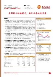 盈利能力持续提升，海外业务快速发展